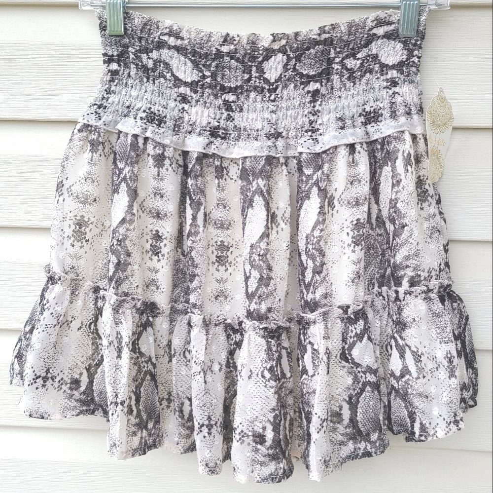➕Altar'd State➕ Snake Skin Ruffled Mini Skirt